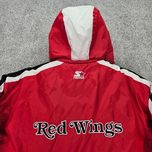 Vintage Starter‎ Detroit Red Wings Jacket NHL Full Snap Puffer Coat Mens Large